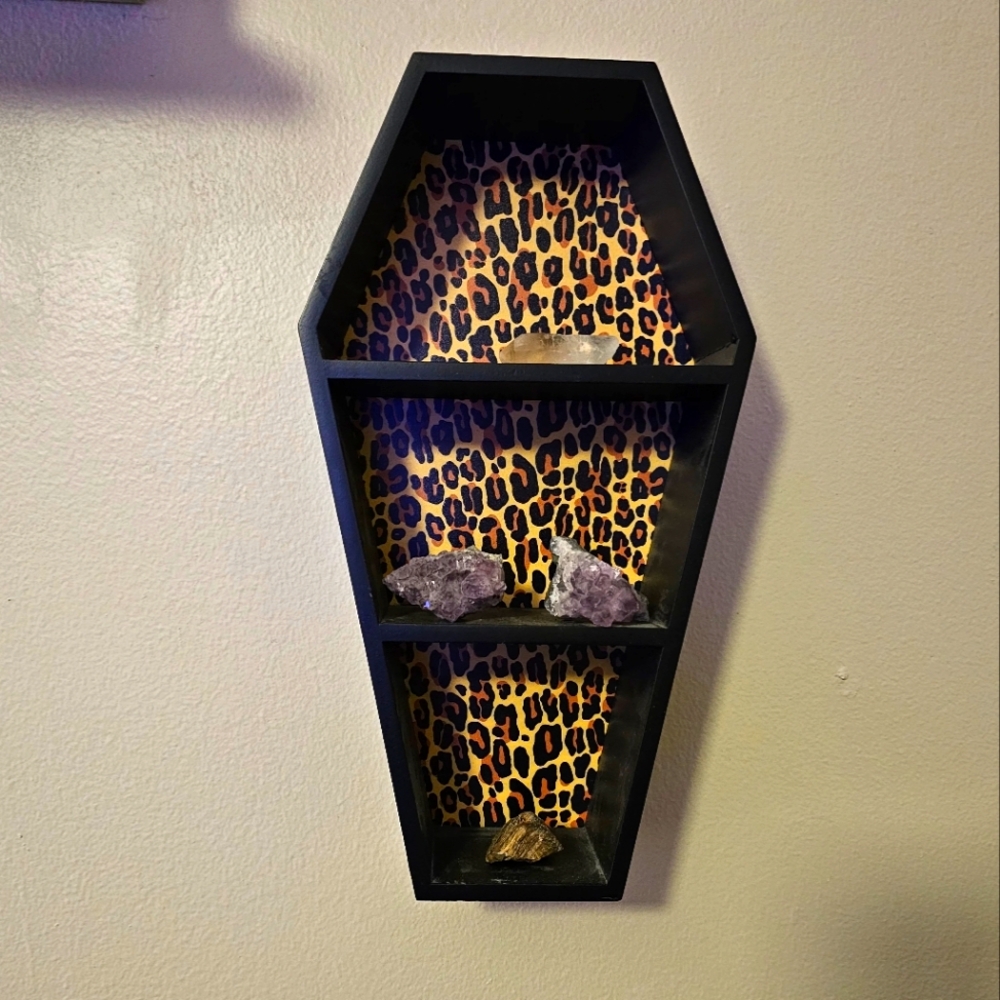 Leopard Print Coffin Wall Shelf